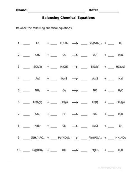 Chapter 5 balancing chemical equations worksheets answers name. Balancing Chemical Reactions Worksheet ...