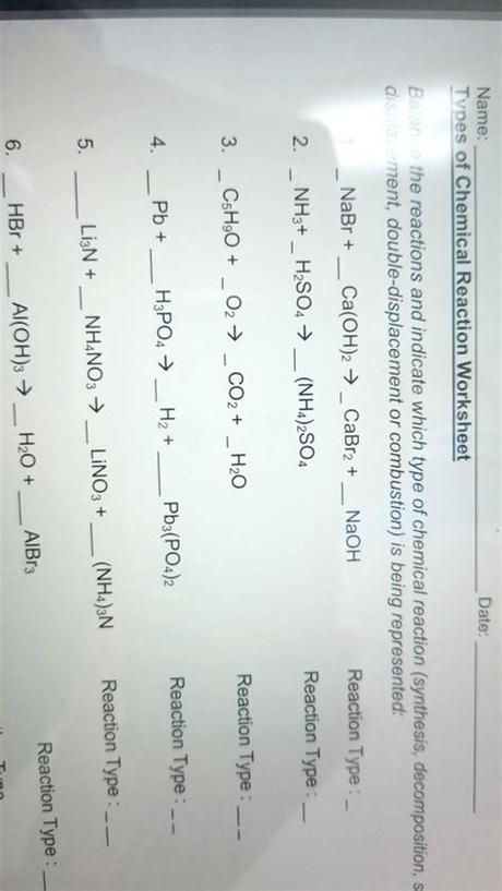 4 nh3 (g) + 5 o2 (g). Balancing Chemical Equations Worksheets Answers Science ...