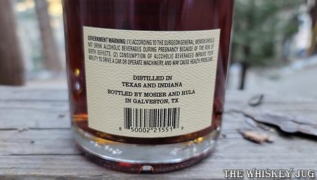 Old Hansford Cask Strength Bourbon Whiskey Back Label