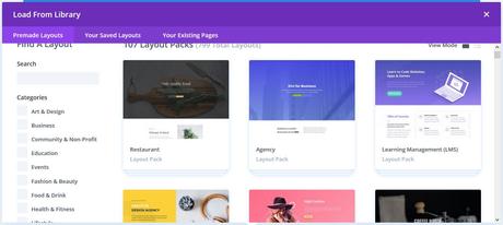 Pre-Made Layouts Available for Quick Website Creation in Divi WordPress Theme
