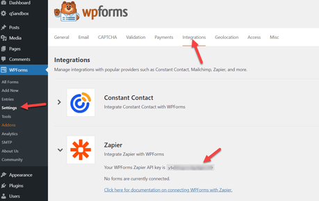 wpforms zapier addon