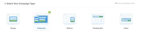 Choosing Campaign Type at OptinMonster