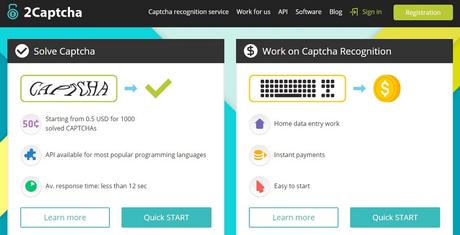 2Captcha Homepage