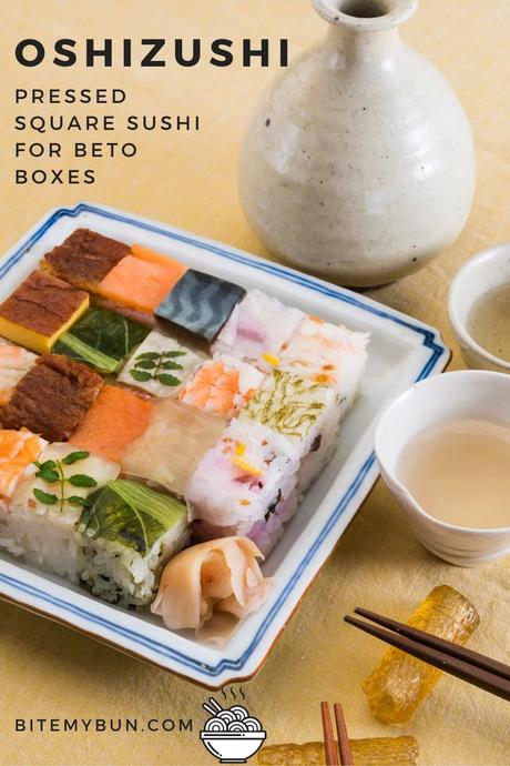 Oshizushi pressed square sushi for bento boxes
