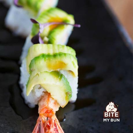 Sushi dragon roll on a plate