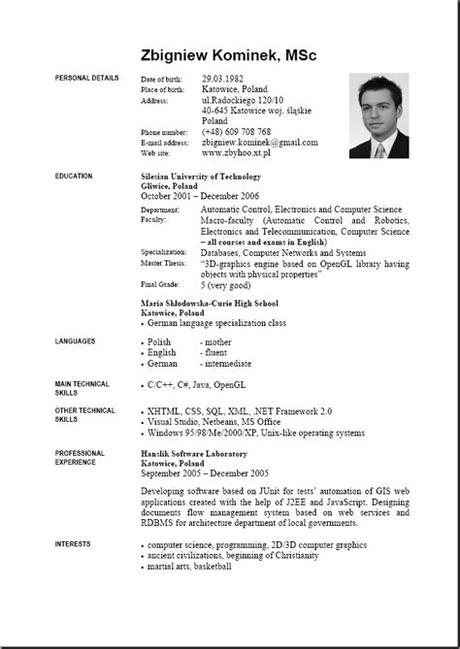 Cv English For Master : Cv Template Europe | Resume Skills, Resume ...