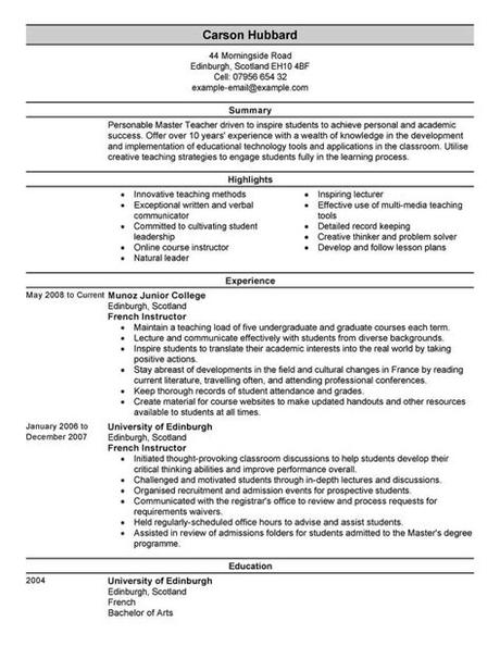 How to prepare a resume for a master's program. Best Master Teacher Resume Example From Professional ...