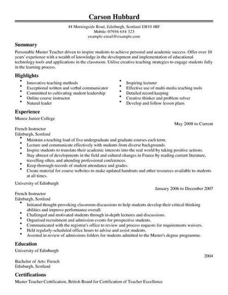And page numbers if your resume exceeds one page. Cv Template Master | Teacher resume template, Teacher cv ...