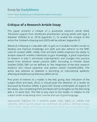 These elements divide and define each section of the paper. Critique Of A Research Article Free Essay Example