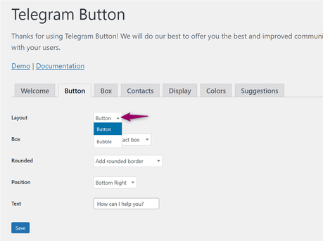 telegram button layout