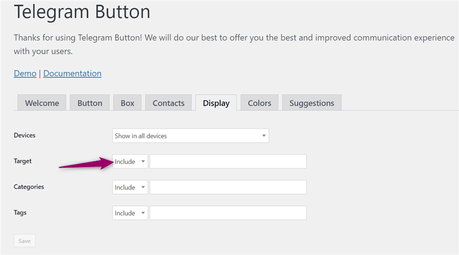 telegram button display options