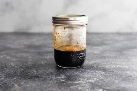 teriyaki sauce shaken up in 1 pint jar