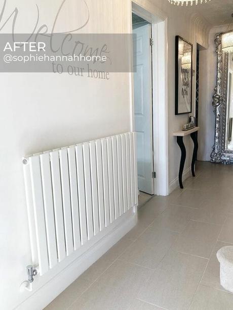 modern white designer radiator in a hallway