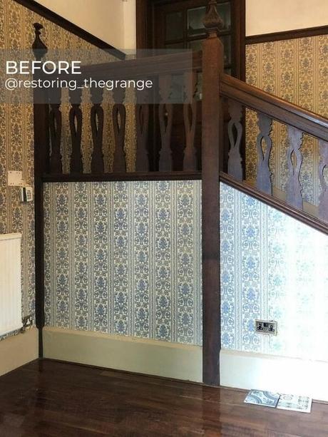 hallway with an old radiator during renovation