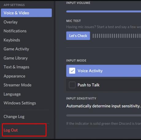 logging out discord- how to set mic on discord