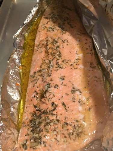 Spray foil with cooking spray, wrap salmon fillet tightly in foil and keep same cooking time. Salmon Baked In Foil Recipe All Recipes Uk