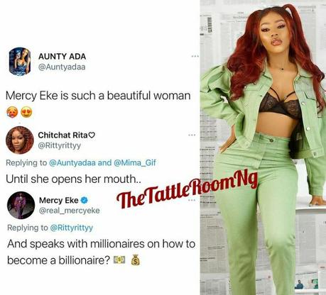 Mercy Eke Claps Back At A Troll Who Said She’s Beautiful Until She Opens Her Mouth