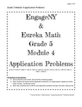 Engageny Grade 5 Module 4 Application Problems By Mathvillage Tpt