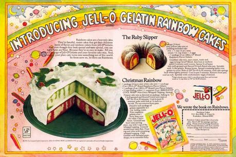 How To Make A Classic Christmas Rainbow Poke Cake With Red Green Gelatin 1980s Click Americana