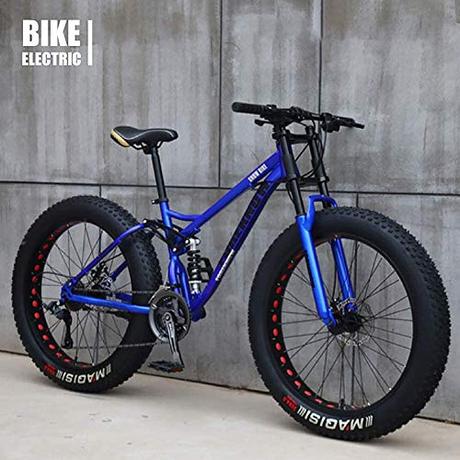 GaoFan Bicycle MTB Top, Fat Wheel Motorbike/Fat Bike/Fat Tire Mountain Bike, Beach Cruiser Fat Tire Bike Snow Bike Fat Big Tyre Bicycle 21speed Fat Bikes for Adult,Blue,26IN