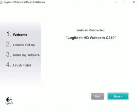 Camera setting software detected Logitech C310 webcam