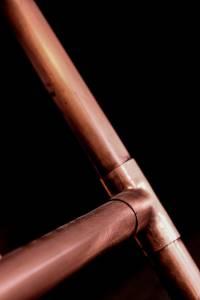 Copper heating pipe close-up