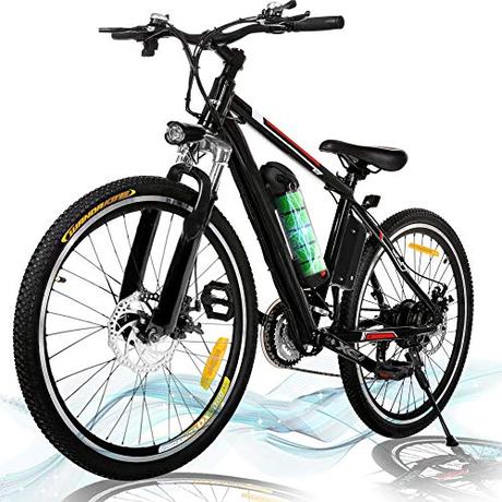 Kemanner 26 inch Electric Mountain Bike 21 Speed 36V 8A Lithium Battery Electric Bicycle for Adult (Black) (Black)