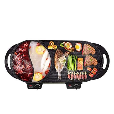 Liven Electric Grill With Hot Pot SK-J6860 Multifunctional, Indoor Teppanyaki Grill/Korean BBQ/Shabu Shabu Hot Pot, 3.6L Capacity for 2-10 People