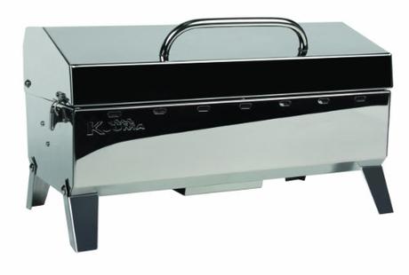 'Kuuma Premium Stainless Steel Mountable Charcoal Grill w/ Inner Lid Liner by Camco -Compact Portable Size Perfect for Boats, Tailgating and More - Stow N Go 160'' (58110)', silver