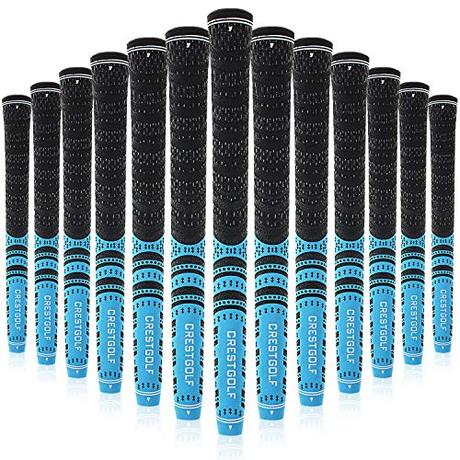 Multi -Compound Golf Grips,Mid Size All-Weather Control Thread Technology Rubber Combine with Carbon Yard, Anti-Slip-Set of 13(Blue,midsize)