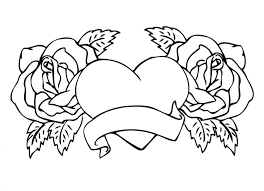 Here is a rose coloring sheet for the little. Heart Banner Valentines Day Coloring Page For Adults Free Coloring Library