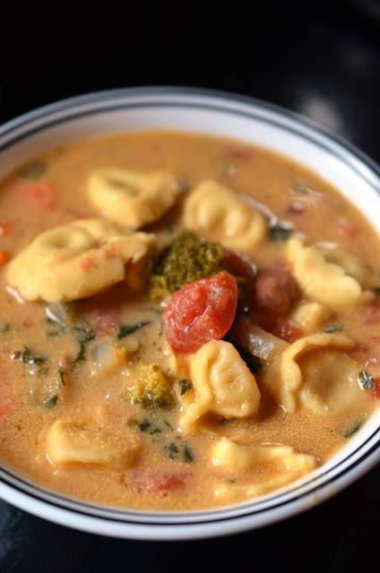 Veganized Rustic Tortellini Soup from Grilled Cheese Social