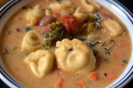 Veganized Rustic Tortellini Soup from Grilled Cheese Social