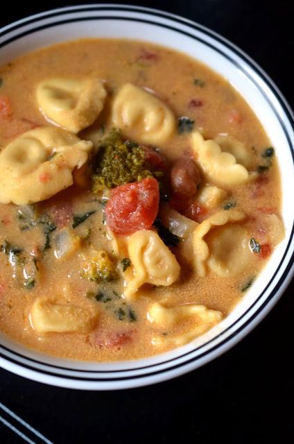 Veganized Rustic Tortellini Soup from Grilled Cheese Social