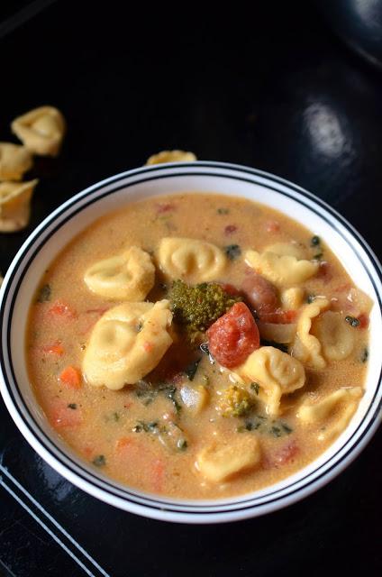 Veganized Rustic Tortellini Soup from Grilled Cheese Social