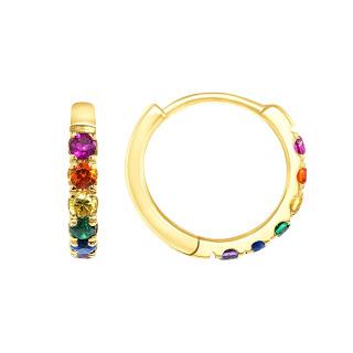 Rainbow colorful hoop huggie earrings