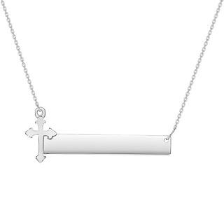 Personalized bar with catholic cross necklace