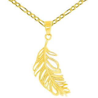 Gold feather pendant