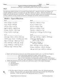 Synthesis, decomposition, synthesis, single replacement (also called single displacement) and types of chemical reactions. Types Of Chemical Reactions Pogil Revised Chemical Reactions Combustion