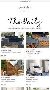 Be sure to follow us on twitter for the latest deals and more. Inside Your Outdoor Furniture Joss Main Email Archive