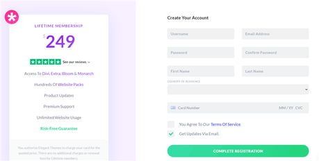 create elegant themes account