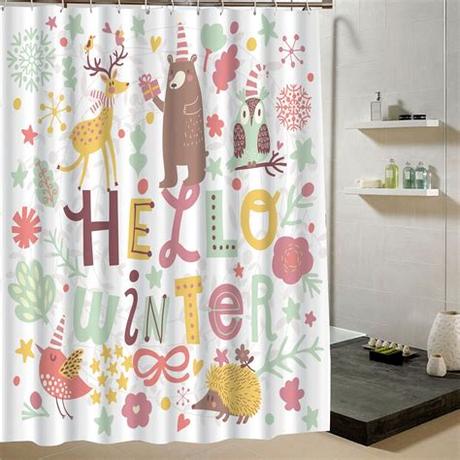Elegant shower curtains bathroom shower curtains fabric shower curtains bath shower blackout curtains cute curtains cool shower curtains shower curtain rods curtains with rings retro. Cute Bathroom Shower Curtain Animal Pattern Polyester ...