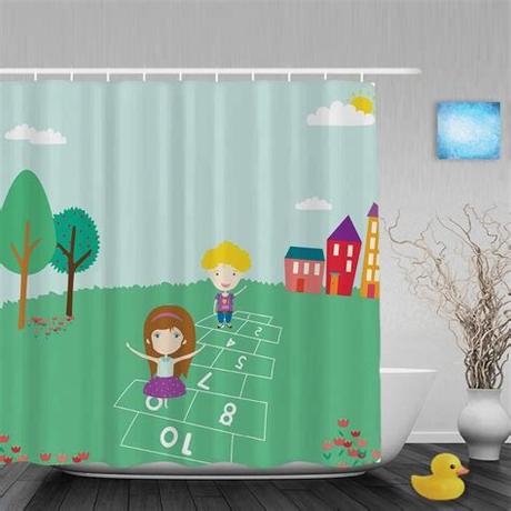 Buy products such as mainstays marble polyester shower curtain bath set, blue, 15 pieces at walmart and save. Cartoon Cute Elements Kids Shower Curtain Boys Girls ...