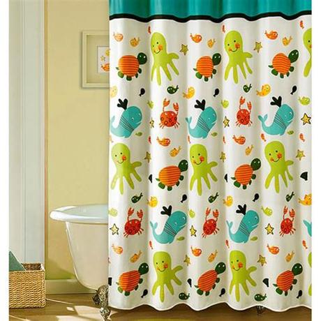 Lifeel peach shower curtains, allover fruits shower curtain cute bright colorful design waterproof fabric bathroom shower curtain set with 12 hooks, peachy pink 72×72. Colorful Cute Ocean Octopus Shower Curtains for Kids