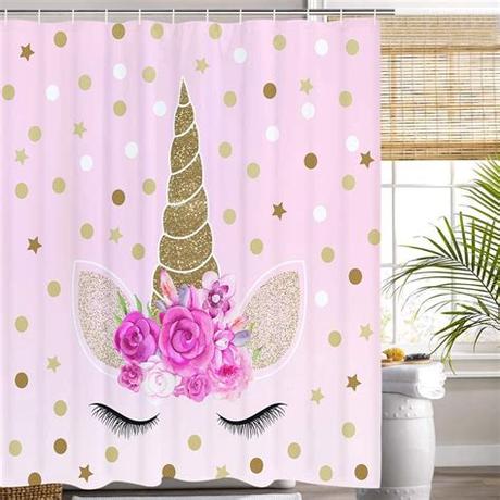 This funny shower curtain is an ideal unisex shower curtain because of the simple yet fun design. Romeooera Unicorn Shower Curtains, Cute Pink Floral ...