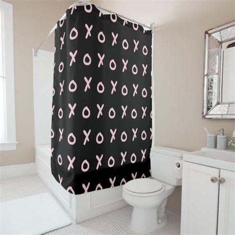 Cute cat kitten pink flowers shower curtains waterproof bathroom bathtub decor. Black & Baby Pink X O XO XO's Trendy Cute Shower Curtain ...