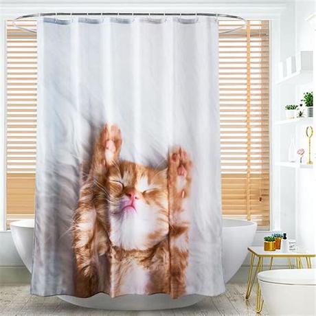 Cute cat kitten pink flowers shower curtains waterproof bathroom bathtub decor. Cute Cat Shower Curtains Bathroom With 12 Hooks Waterproof ...