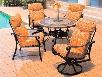Patio furniture is always best choice in to decorate your patio's. Suncoast Rendezvous Cushion Patio Cast Aluminum Dining Set ...