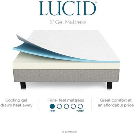 Made without ozone depleters made without pbdes, tdcpp, or tcep (tris) flame retardants LUCID 5 Inch Gel Memory Foam Mattress F Dual-Layered ...