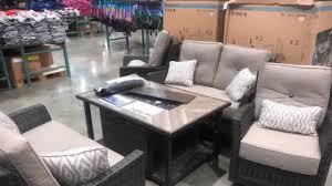 See patio sets that offer you the convenience of a coordinated grouping for dining or lounging and lower pricing for a complete set from the manufacturer. At Costco Wicker Patio Set With Fire Table Youtube